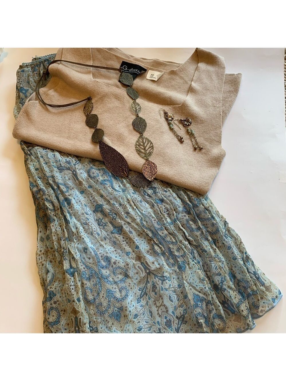 Skirt 2 pc set GREAT AMERICAN SPORTSWEAR crinkled skirt knit top summer vacation